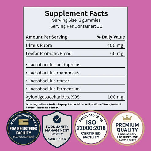 Vyneol Women's Probiotic+Slippery Elm Gummies - Daily Feminine Support